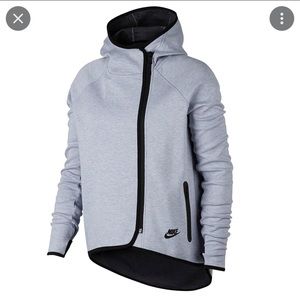 Nike sportswear tech fleece womens full zip cape hoodie carbon heather